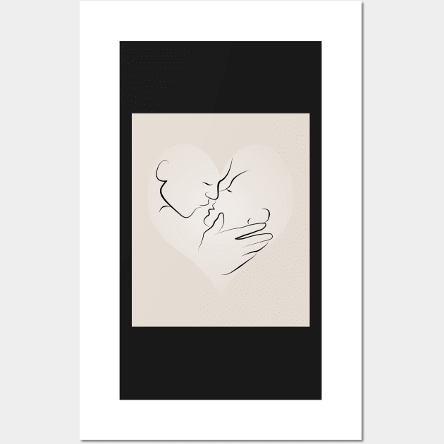 Minimalistic French Kiss In A Heart Illustration Wall Art by 4U2NV-LDN